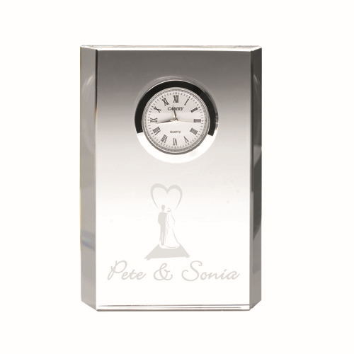 CLEAR GLASS RECTANGLE CLOCK 