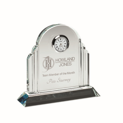 CLEAR GLASS ARCHED CLOCK 