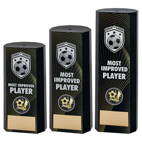 BLACK PLASTIC FILLED COLUMN FOOTBALL MOST IMPROVED PLAYER (1in CEN)