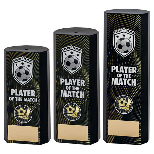 BLACK PLASTIC FILLED COLUMN FOOTBALL PLAYER OF THE MATCH (1in CEN)