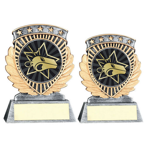 PEW/GOLD 5 STAR HOLDER WITH VINYL REFEREE INSERT & PLATE