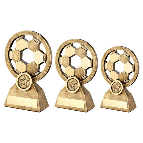 BRZ/GOLD FOOTBALL WITH HOLES WITH PLATE (1in CENTRE)