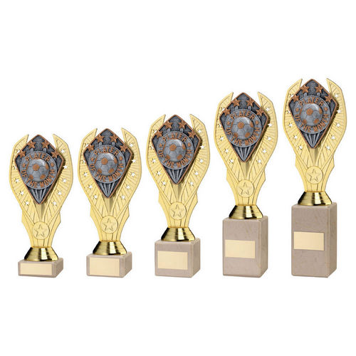 GOLD HOLDER + PLAYER OF THE MONTH DISC & CREAM MARBLE TROPHY (1in CEN)