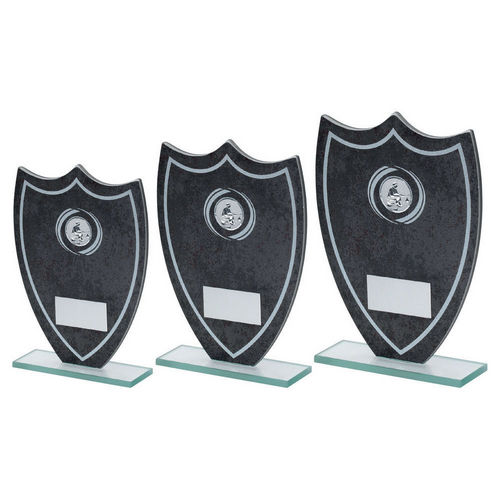 STONE EFFECT GLASS SHIELD WITH ANGLING CENTRE AND PLATE