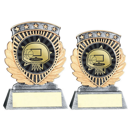 PEW/GOLD 5 STAR HOLDER WITH VINYL BASKETBALL INSERT & PLATE