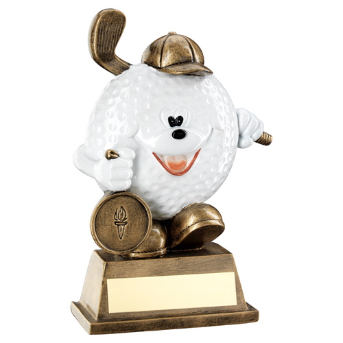 BRZ/WHITE COMEDY GOLF BALL FIGURE WITH PLATE (1in CENTRE) 