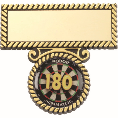 DARTS '180' PLASTIC BAR AND BADGE WITH PLATE 