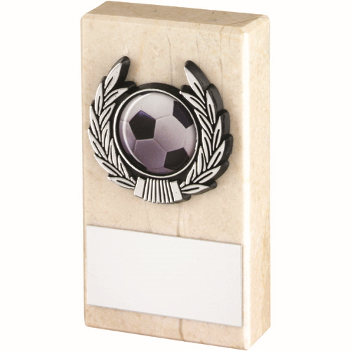 CREAM MARBLE AND SILVER TRIM TROPHY
