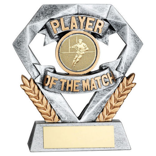 PEW/GOLD PLAYER OF THE MATCH MINI DIAMOND WITH RUGBY INSERT & PLATE