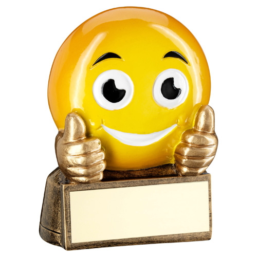 BRZ/YELLOW 'THUMBS UP EMOJI' FIGURE WITH PLATE 