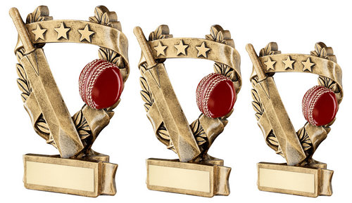 BRZ/GOLD/RED CRICKET 3 STAR WREATH AWARD WITH PLATE 