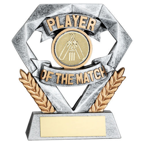 PEW/GOLD PLAYER OF THE MATCH MINI DIAMOND WITH CRICKET INSERT & PLATE